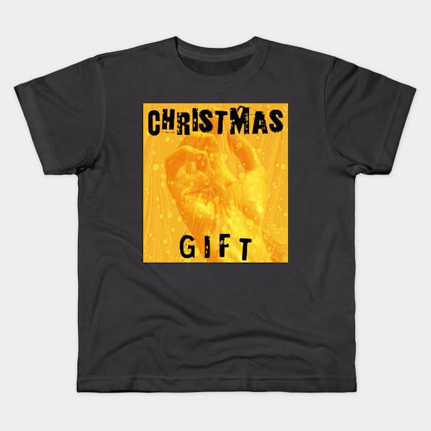 Christmas Present Kids T-Shirt by Inspired Saints